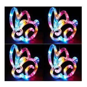 4 pc Easter Window Lights Hanging Bunny Indoor Outdoor Decoration Battery Timer